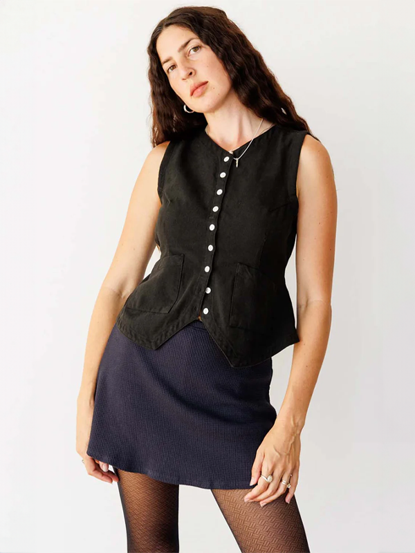 トップス roughlow flare wool vest / ash  Noble Flared Vest: Ash – Edge of Urge