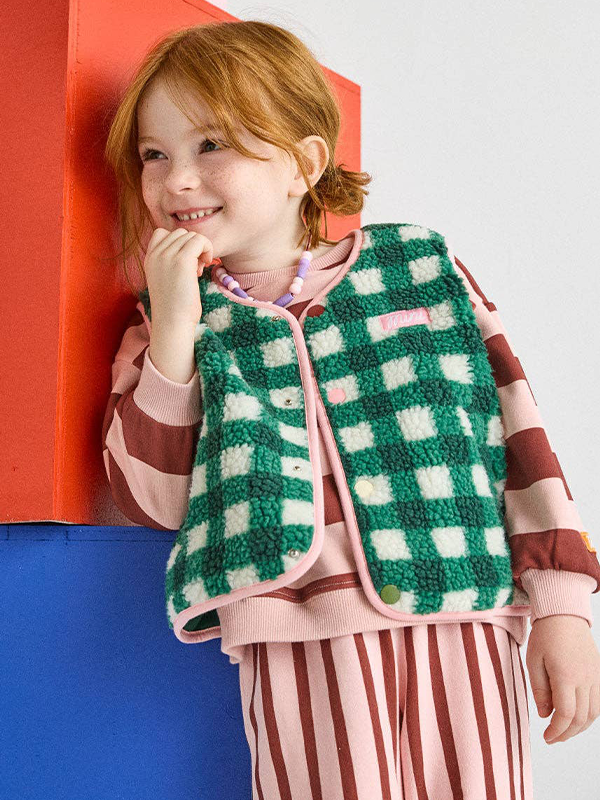 Fleece Vest: Green Check