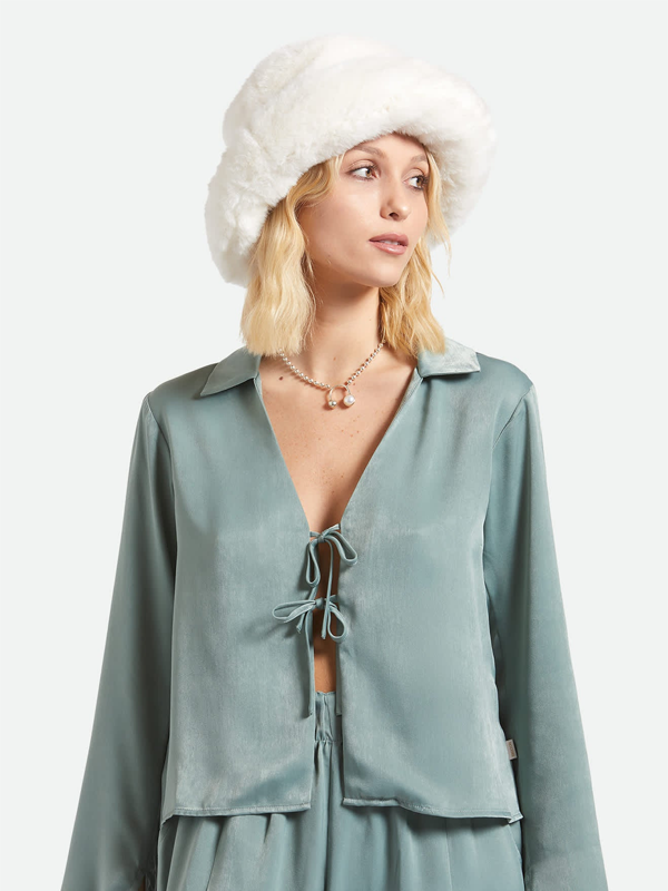 Dion Packable Winter Bucket Hat: Off White