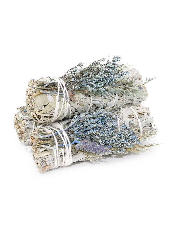 Smudge Stick Bundle: 'Blue Bouquet' Floral White Sage (Single, 4 in.)