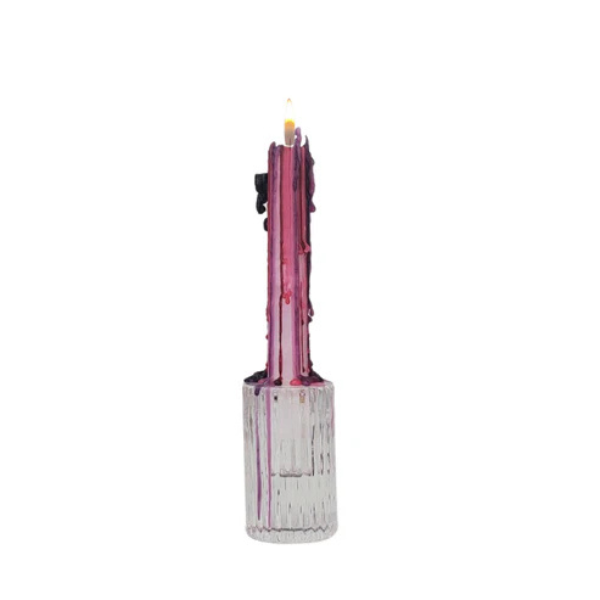 Drip Taper Candles: Pink and Purple (Set of 2)