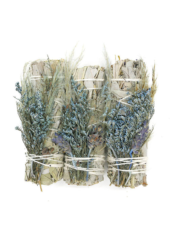 Smudge Stick Bundle: 'Blue Bouquet' Floral White Sage (Single, 4 in.)