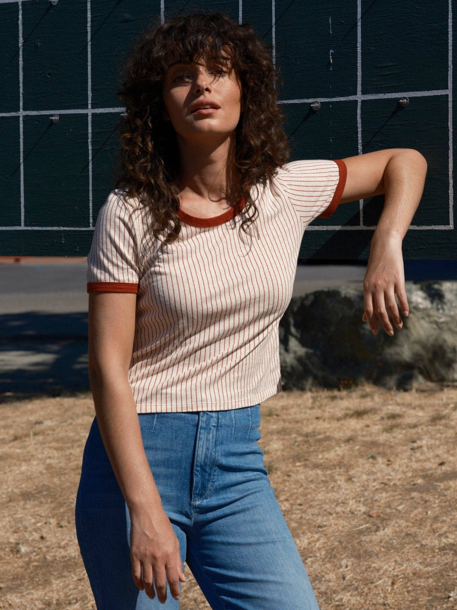 Ringer Tee: Red Pinstripe