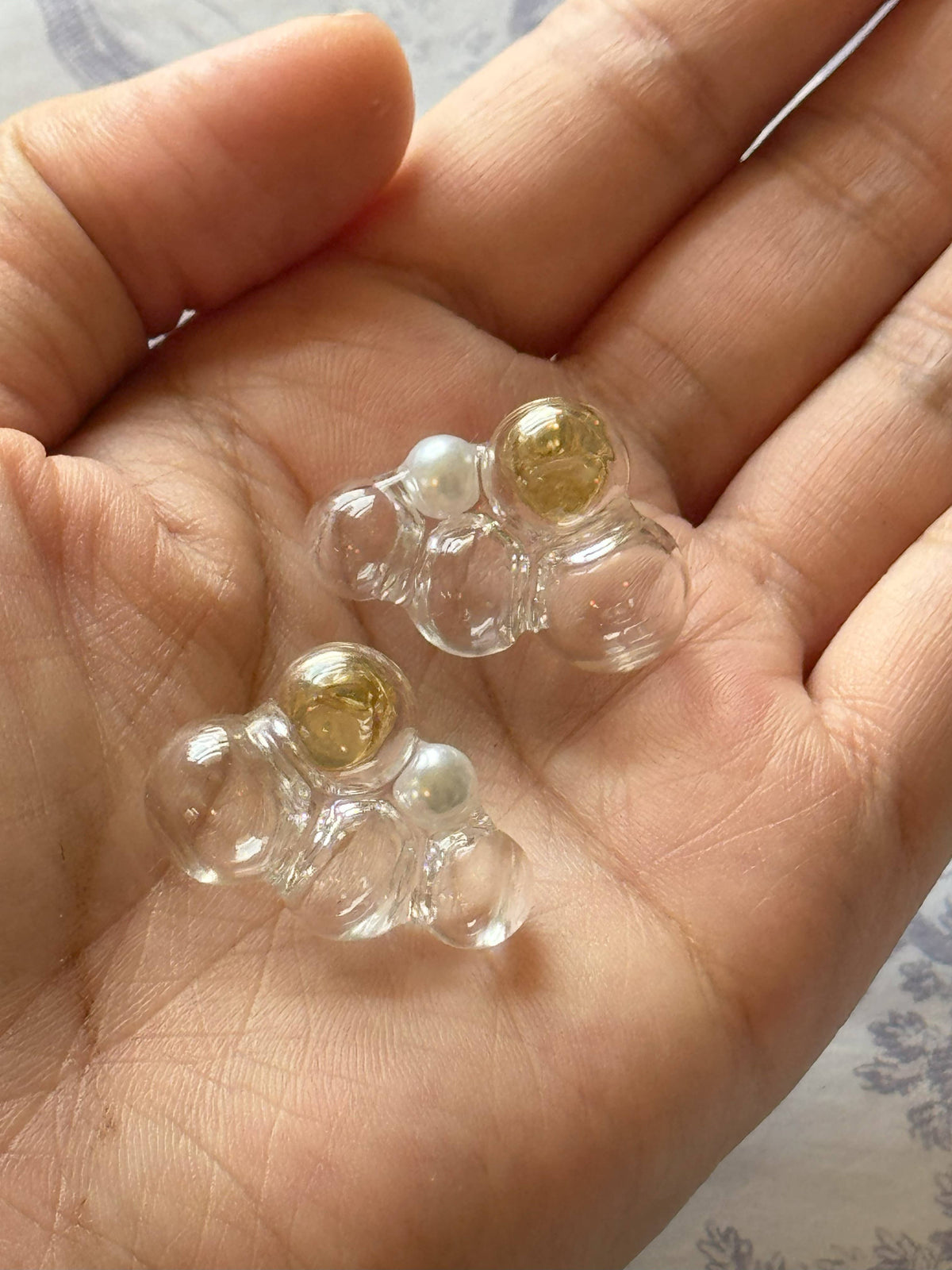 Glass Bubble Earrings: Cloud Collection (Faux Pearls)