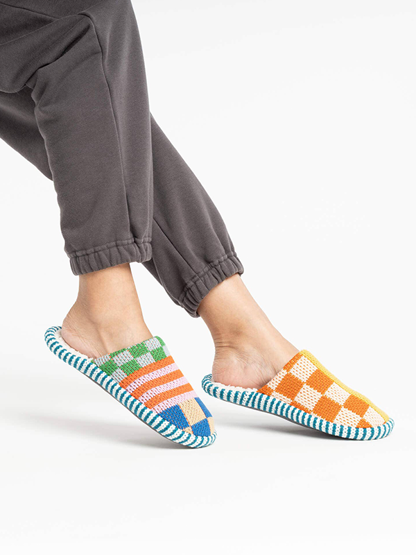Pattern Patch Slide Slippers: Candy