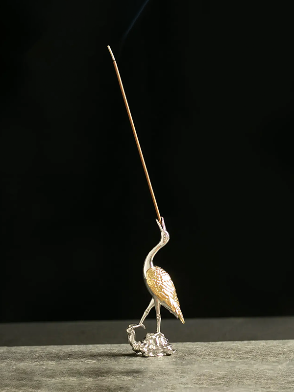 Mini Incense Holder: Phoenix Crane (Golden)