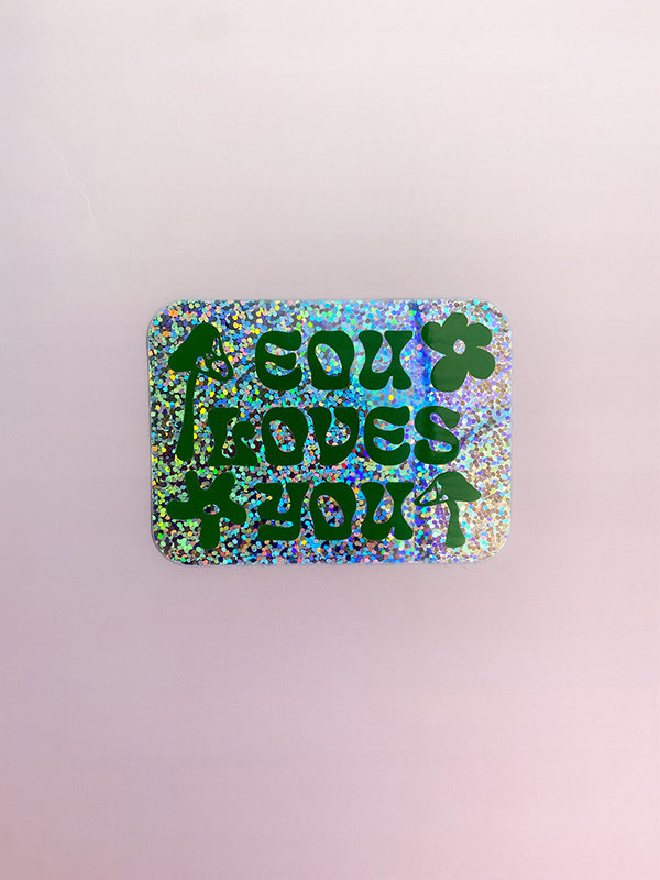 EOU Loves You Sticker: Green (Glitter)