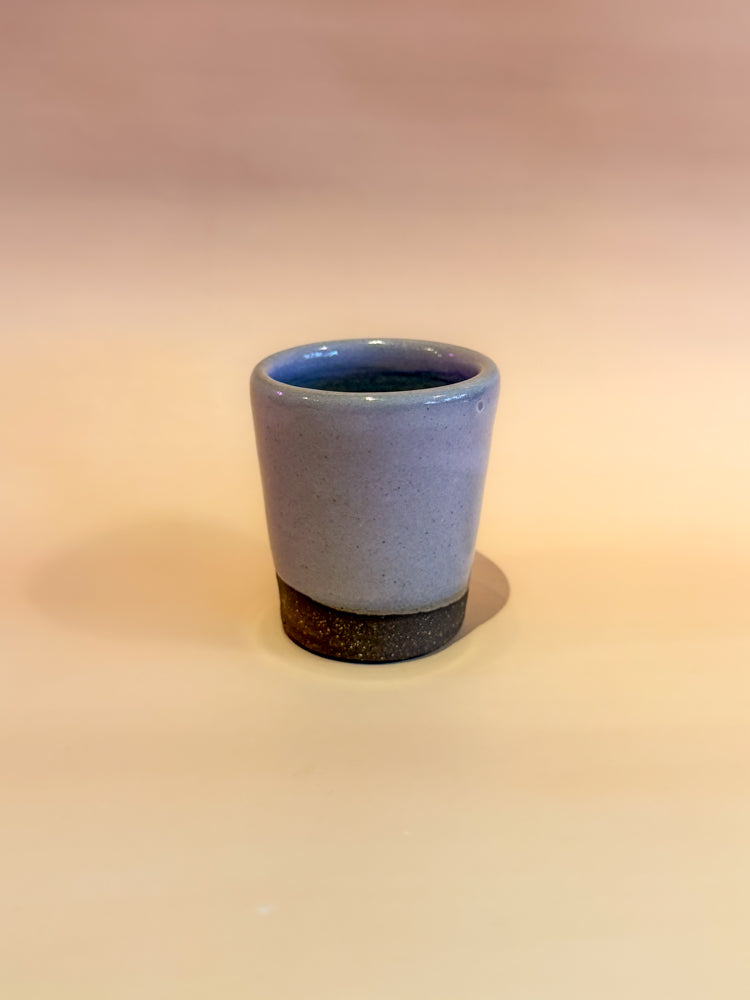 Shot Glass: Orange & Bronze Flowers (Lavender)