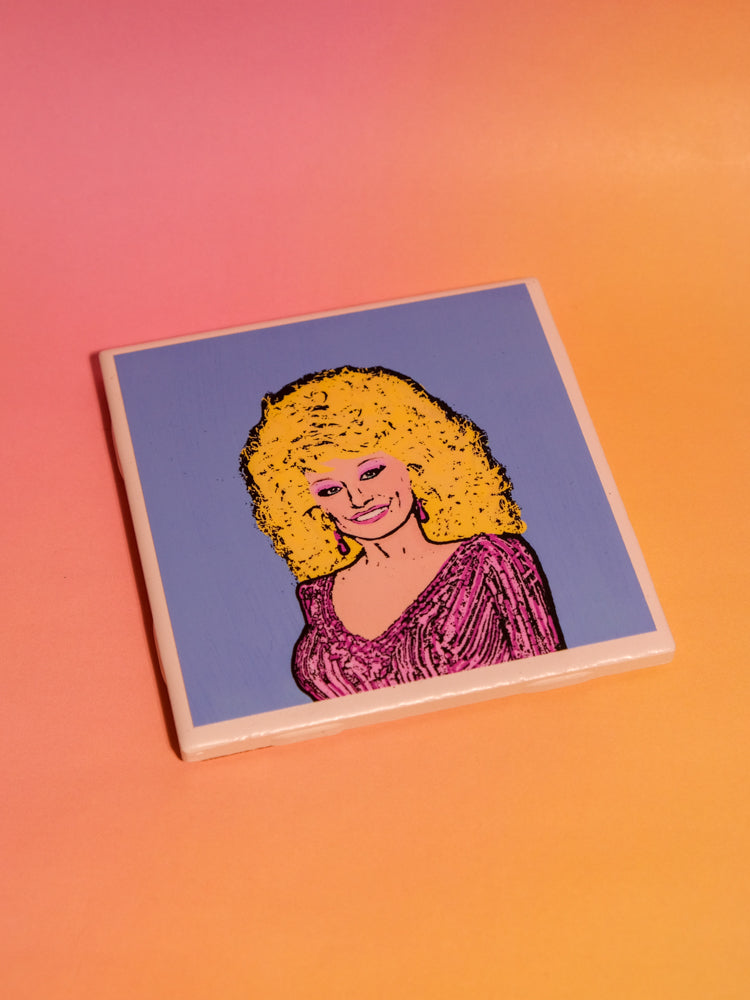 Pop Art Coaster: Dolly (Blue Background)
