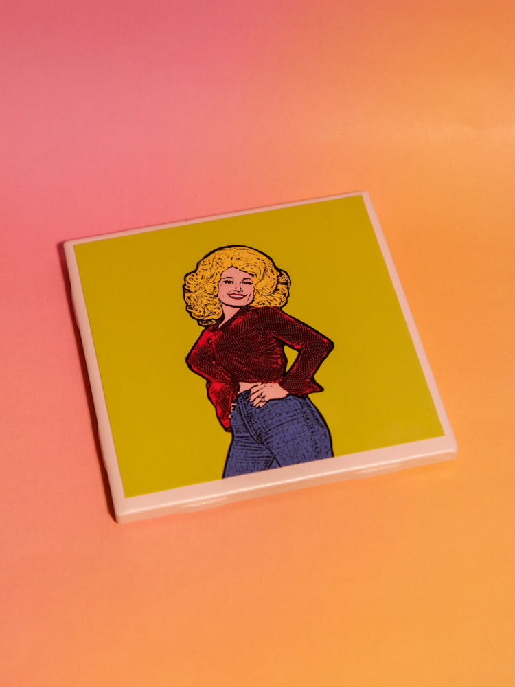 Pop Art Coaster: Dolly (Green Background)
