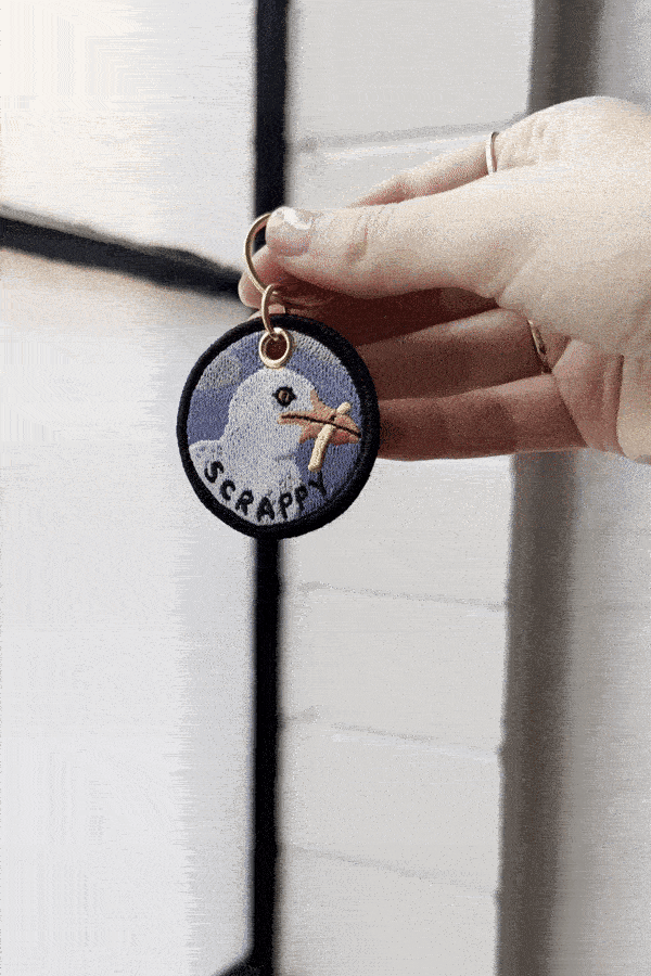 Embroidered Keychain: Scrappy Seagull