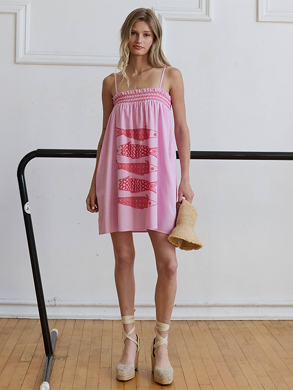 Resort Sardine Smocked Sundress: Pink S
