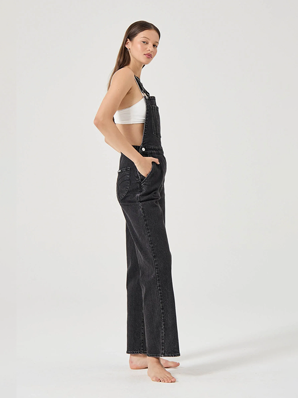 Stevie Relaxed Overalls: Black Sand