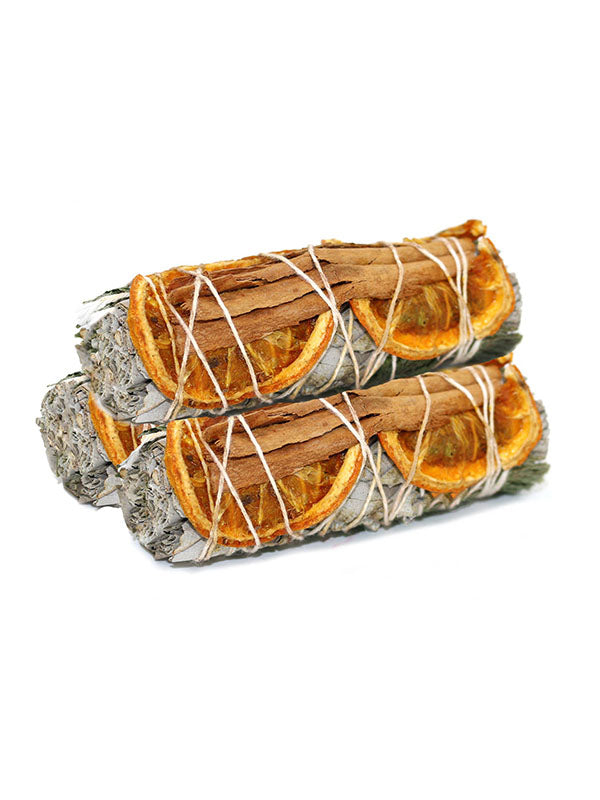 Smudge Stick Bundle: White Sage, Cinnamon & Orange (Single, 4 in.)