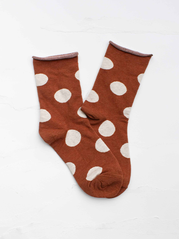 Golden Dot Everyday Crew Socks: Brick