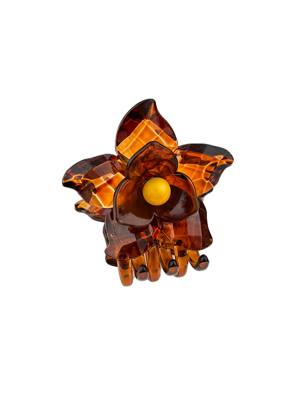 3D Flower Hair Claw: Amber