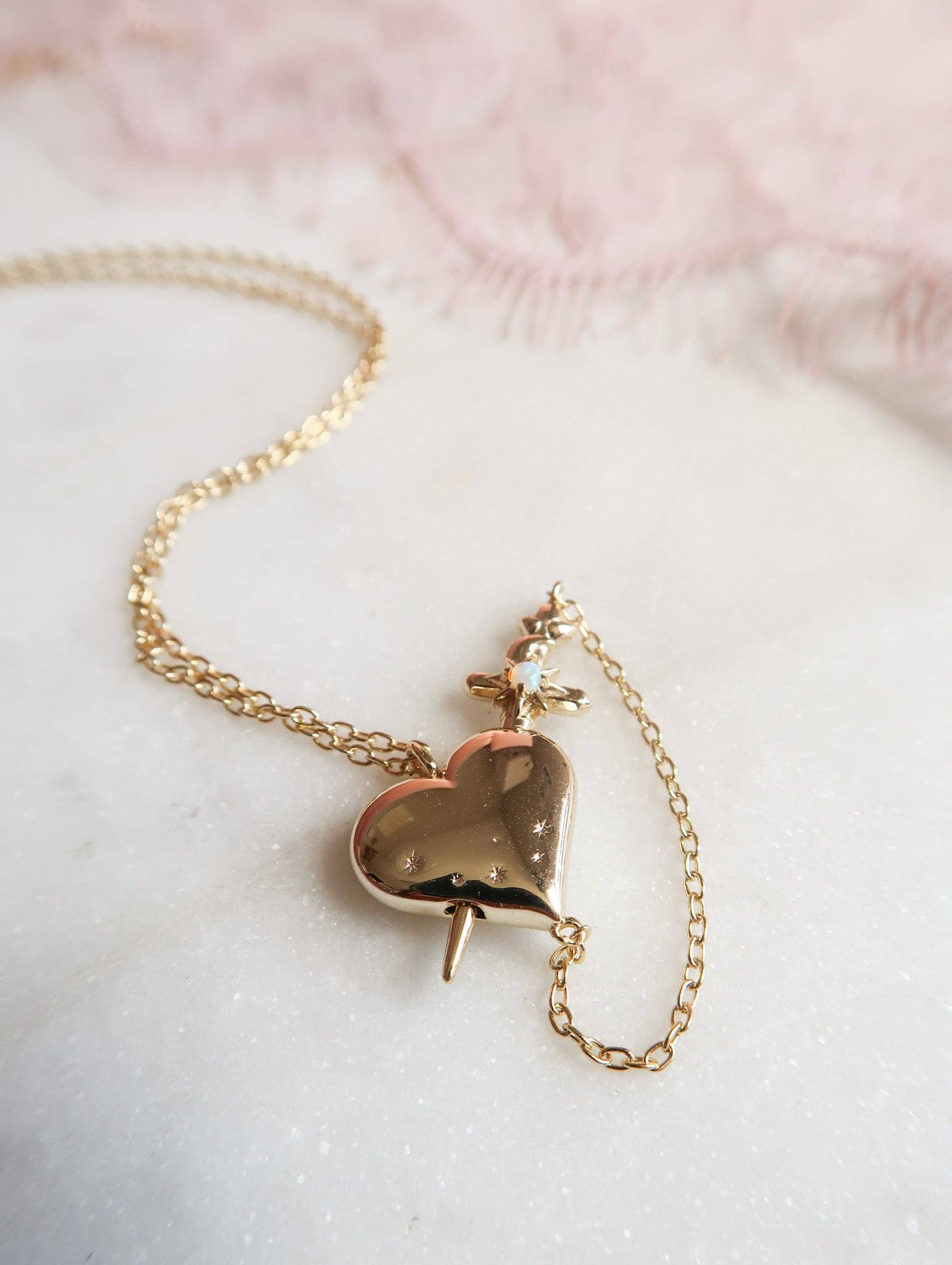 Til Death Sword in Heart Necklace