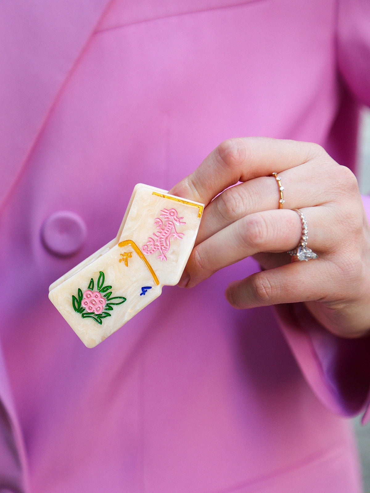 Mini Flower Mahjong Hair Claw