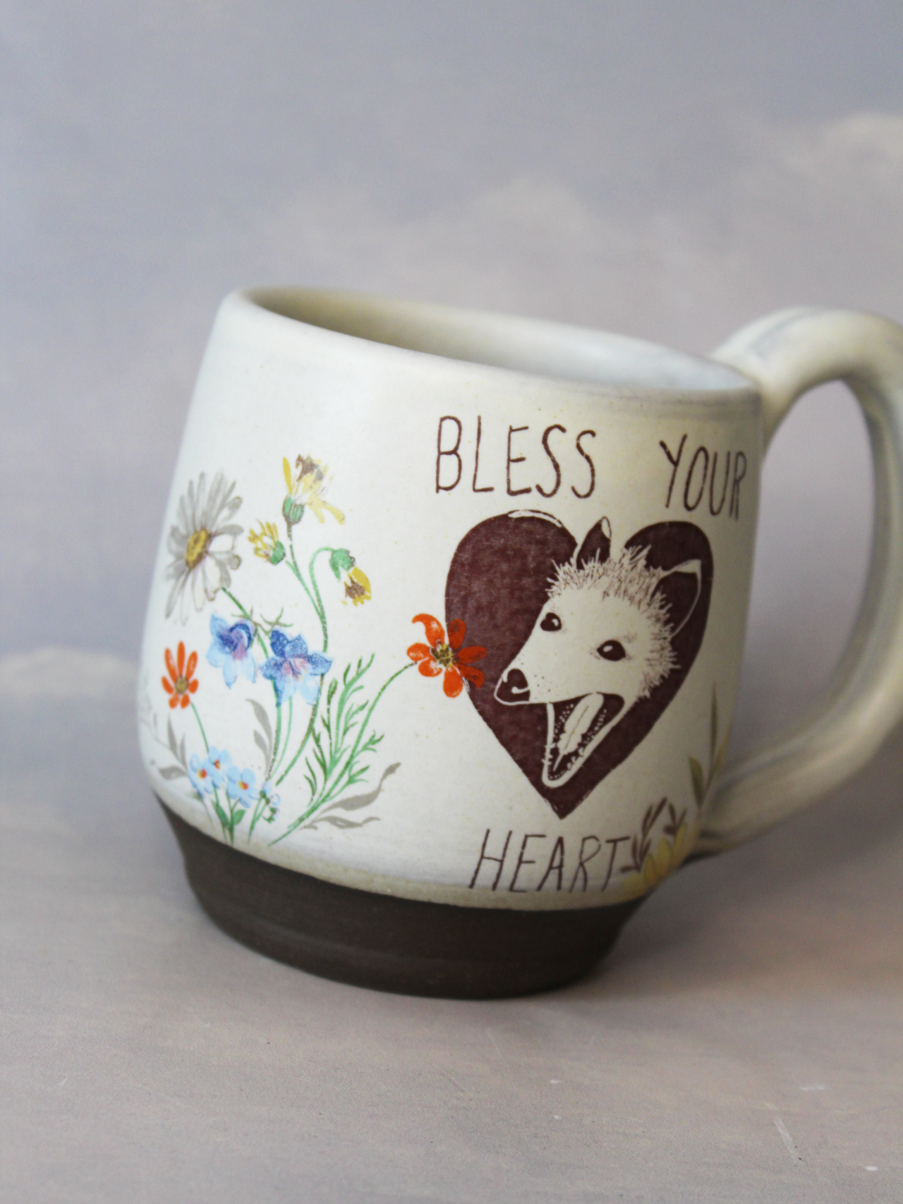 Mug: Bless Your Heart Possum (White with Spring Flowers)