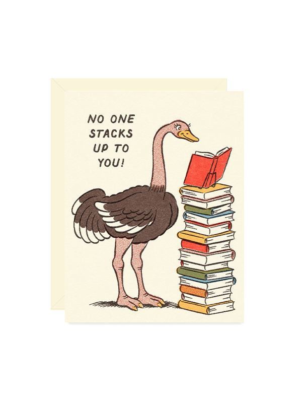 Ostrich Bookstack Friendship Card