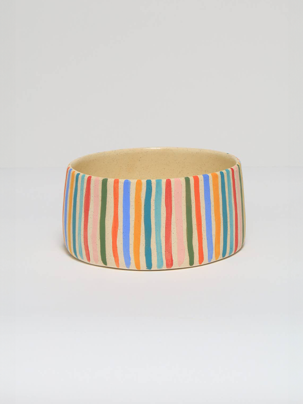 Striped Bowl: White Rainbow