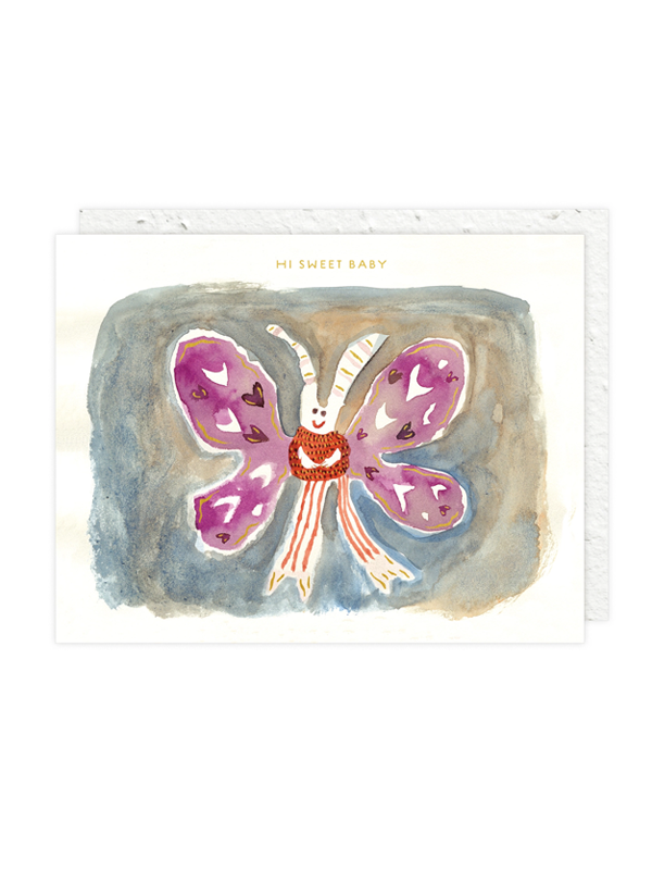 Butterfly in a Sweater Baby Card