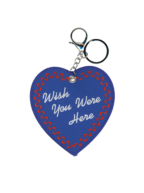 Embroidered Bag Charm: Wish You Were Here
