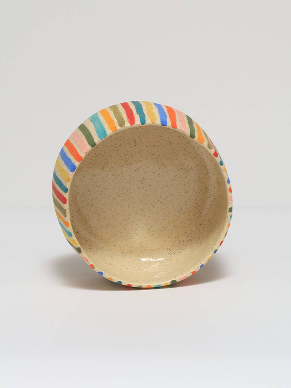 Striped Bowl: White Rainbow