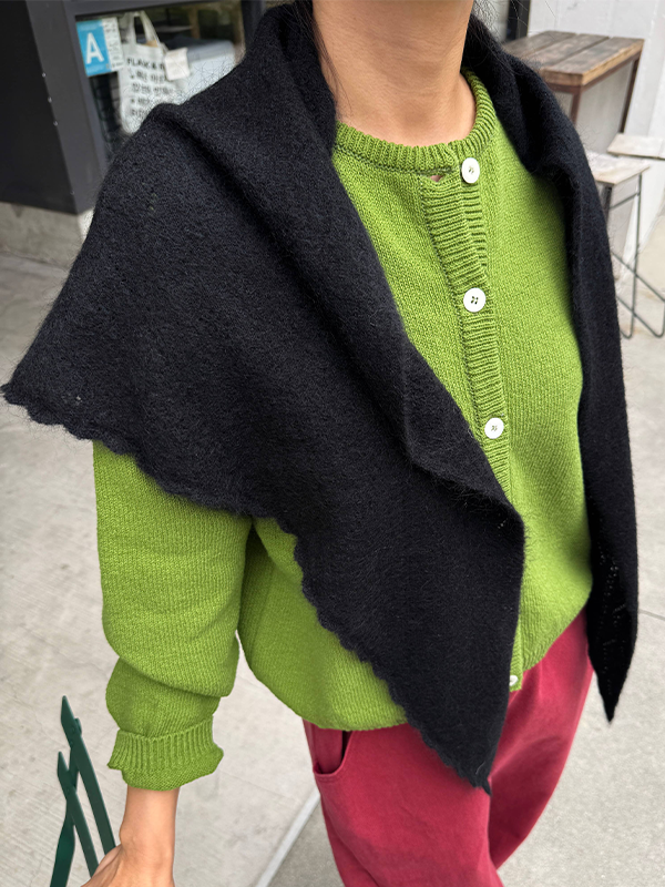 Mohair Pointelle Shawl: Onyx