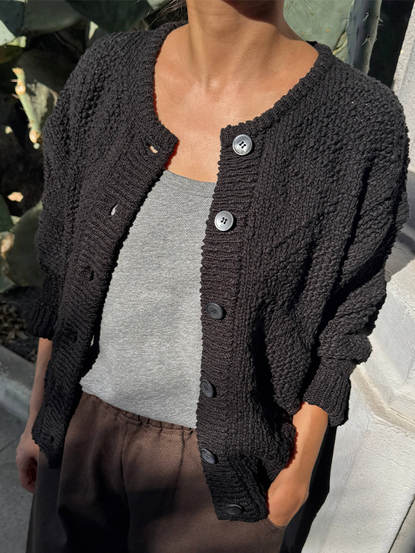 Mason Cotton Cardigan: Black