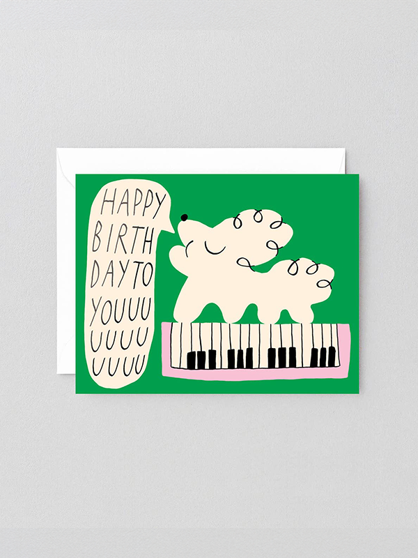 Happy Birthday To You Dog & Keyboard Kids Card