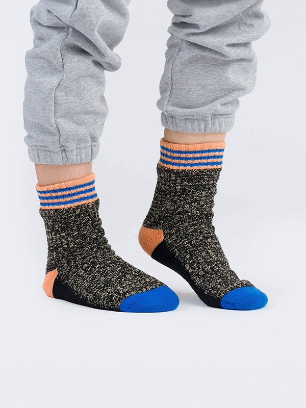 Varsity Knit House Socks: Black