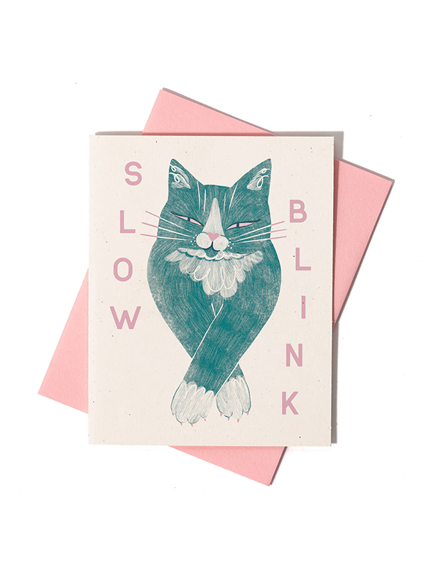 Slow Blink Cat Card