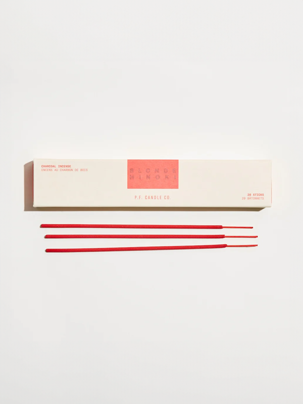 A set of HI-FI Incense Sticks in Blonde Hinoki, offering a calming and woody fragrance with subtle citrus undertones. The sticks release a soothing, aromatic scent when burned, creating a serene and relaxing atmosphere.