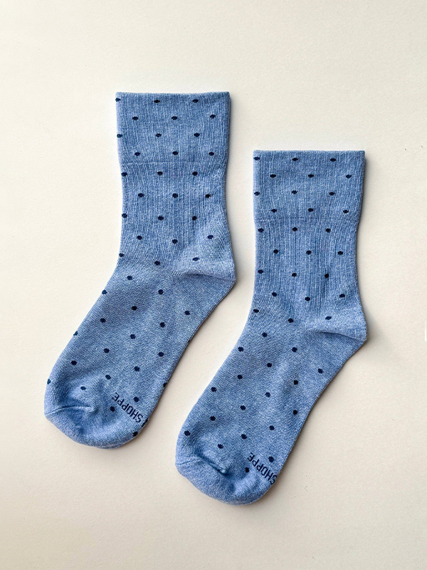 Polka Dot Sneaker Socks: Blue/Navy