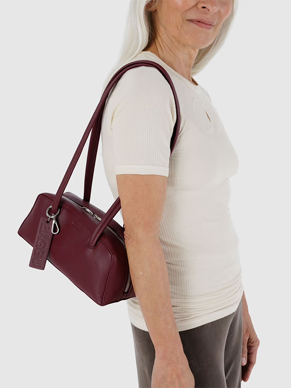 Small Recycled Leather Bowler Bag: Mahogany