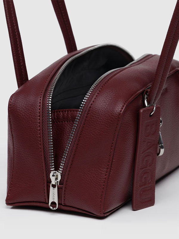 Small Recycled Leather Bowler Bag: Mahogany