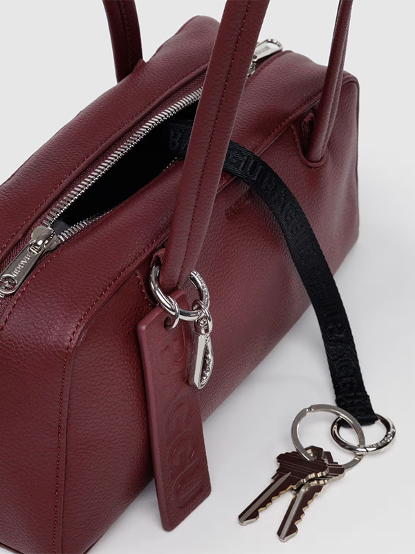 Small Recycled Leather Bowler Bag: Mahogany