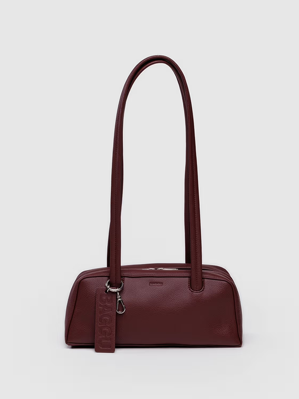 Small Recycled Leather Bowler Bag: Mahogany