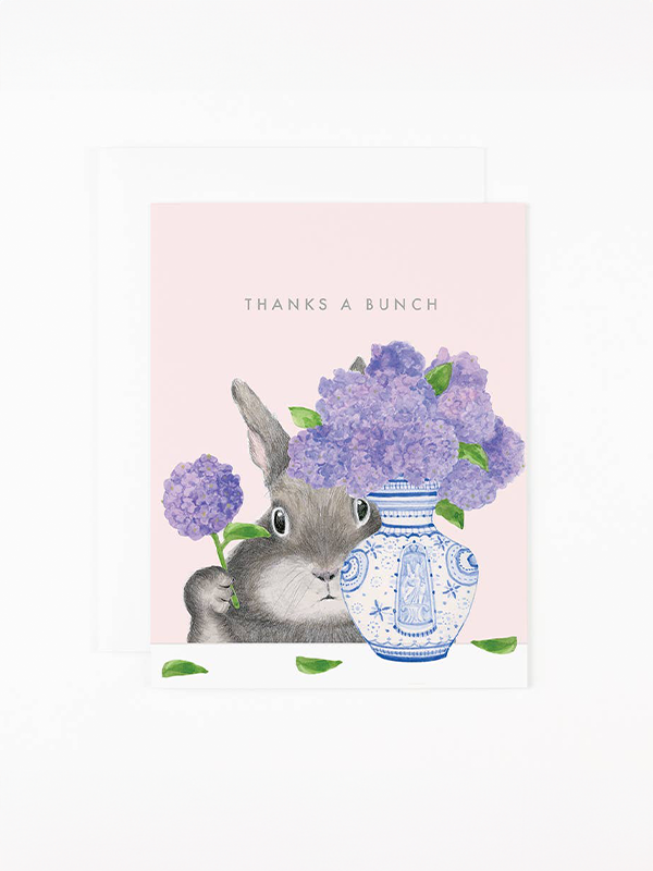 Bunny Arranging Lilacs Thank You Card