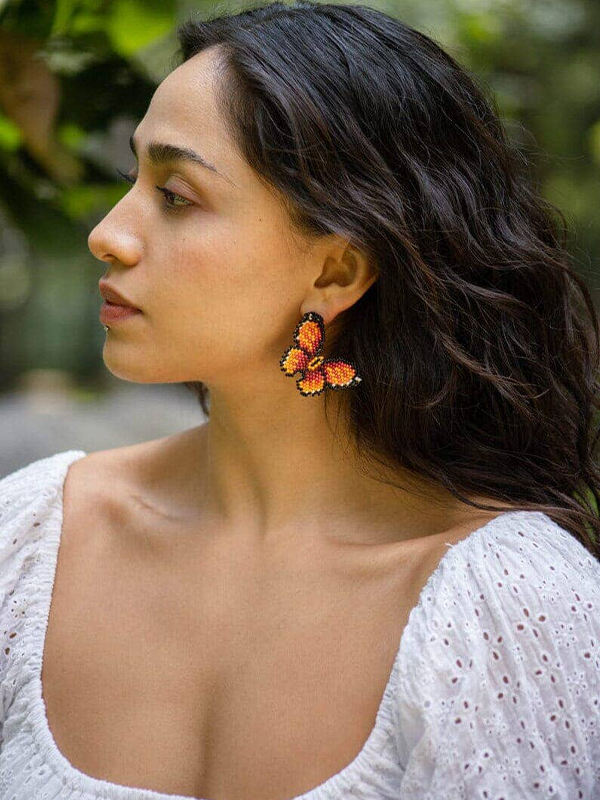 Beaded Butterfly Earrings: Little Tiger