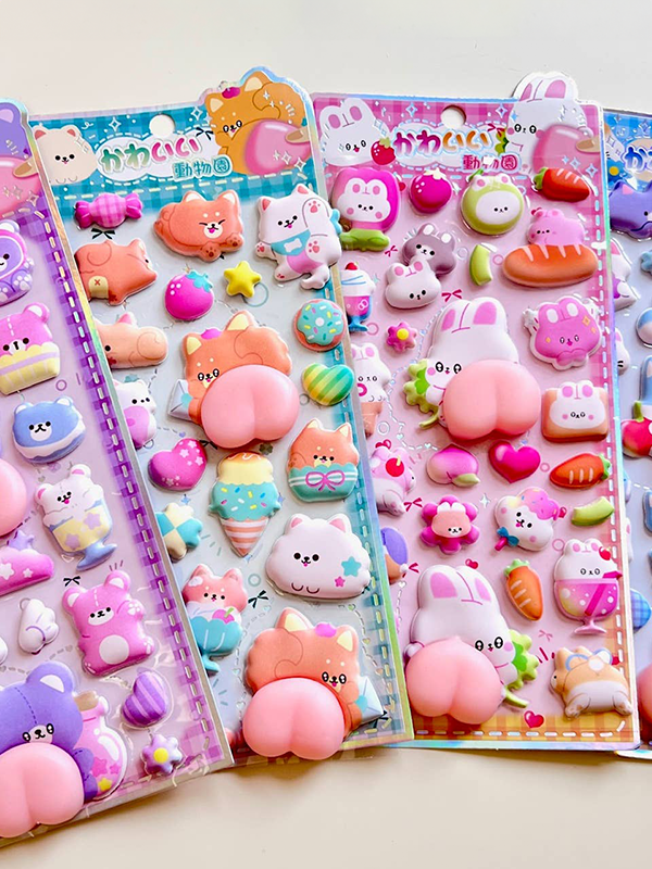 Animal Squishy Butt Stickers: Assorted