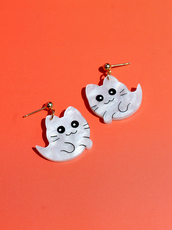 Ghost Kitty Earrings