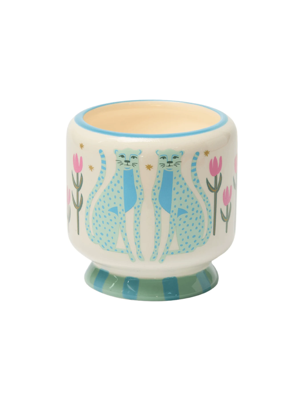 A Dopo Hand Painted Candle: Linen & Orris (Blue Cheetahs)
