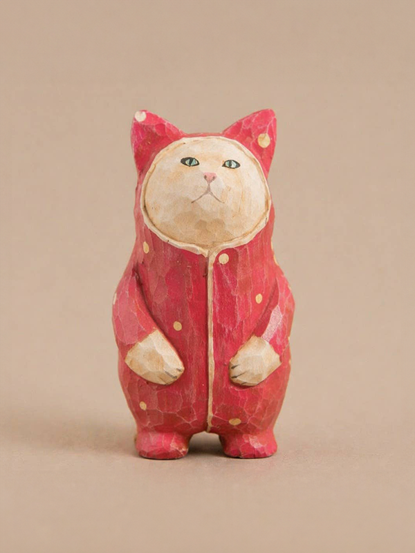 Wooden Figurine: Red Cat