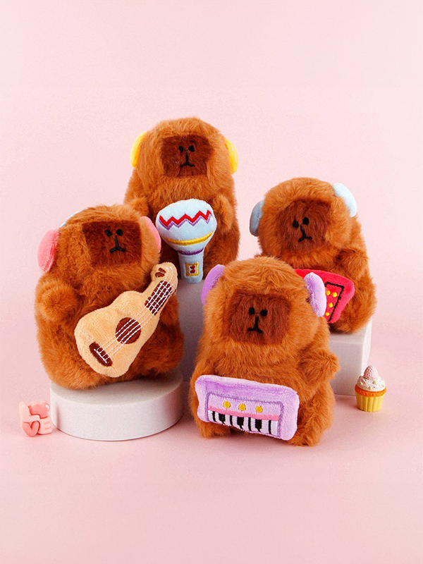 Singing Capybara Plush Keychain: Assorted