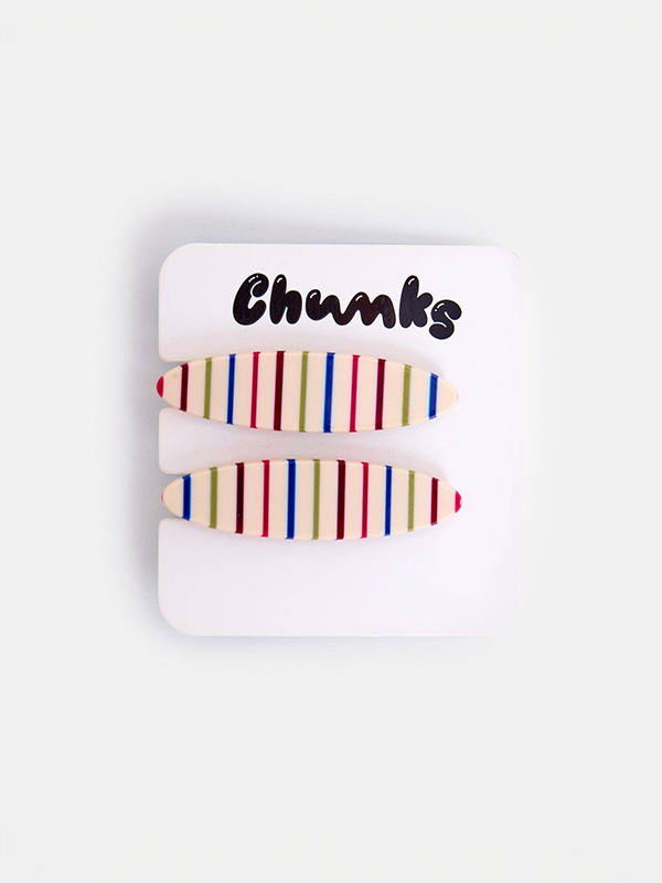 Allie Clips: Oval Vanilla Stripe (Set of 2)