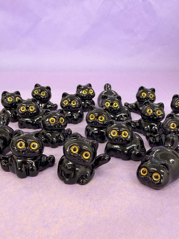 Mini Black Cat Figurine: Assorted