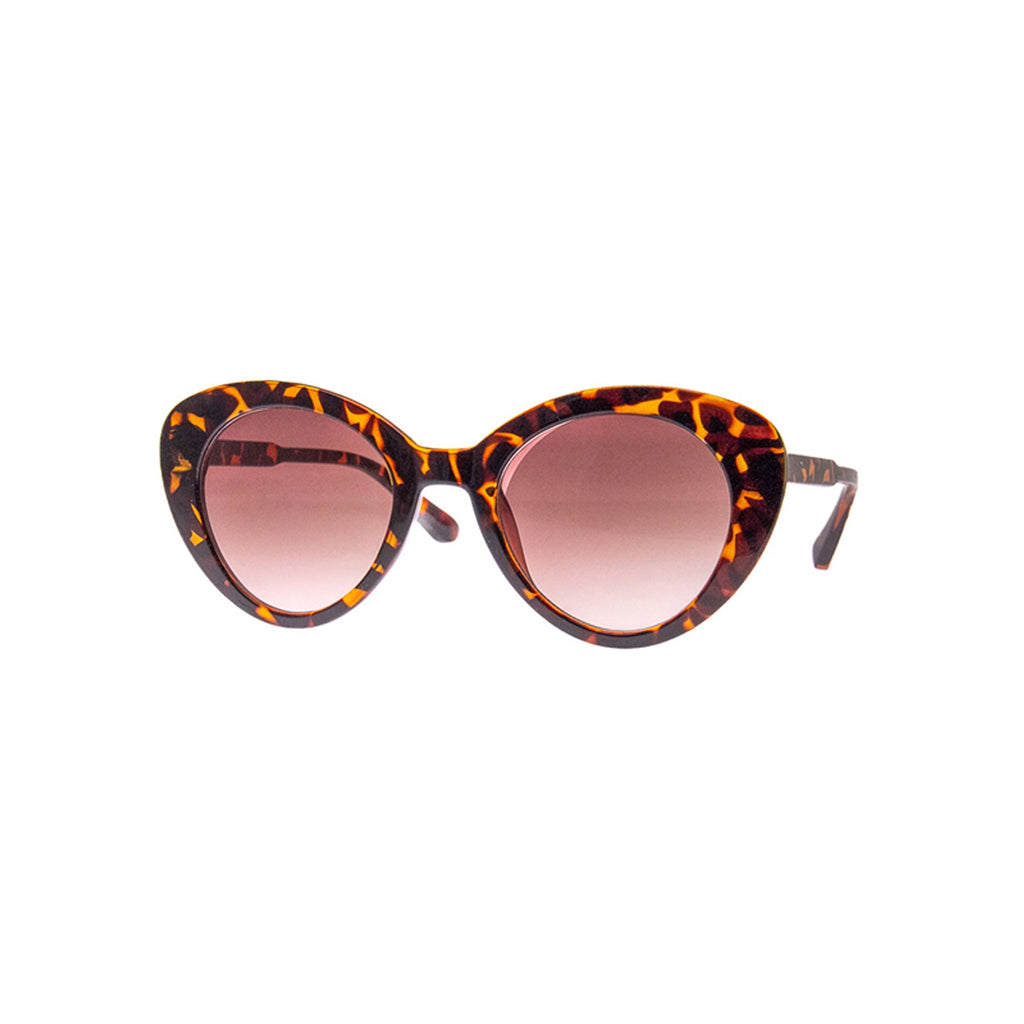 Chic Caress sunglasses with a tortoise shell frame, offering a stylish and timeless design that complements any outfit with a sophisticated touch.