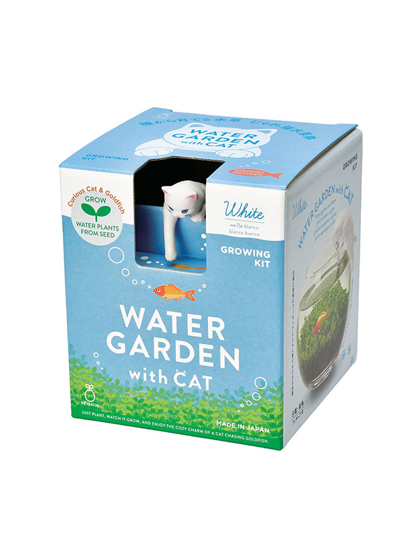 Water Garden with Cat: White